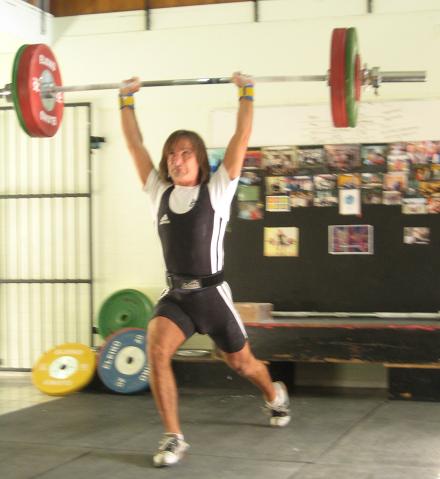 Mark Beck doing a massive 105kg Clean and Jerk