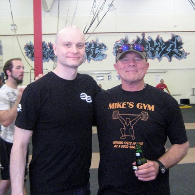 Colin McNulty with Mike Burgener at the CrossFit Olympic Weightlifting certification at CrossFit Velocity in Swansea